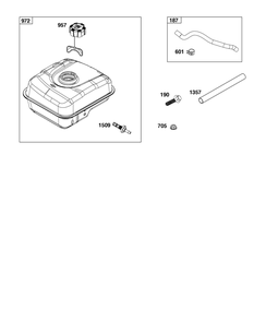 Fuel Supply Group Diagram and Parts List for 13R232-0056-F1 100000 - 19Z999 Briggs and Stratton Engine